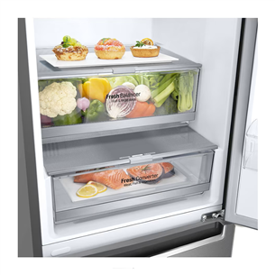 LG, Total No Frost, 384 L, 203 cm, stainless steel - Refrigerator