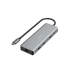 Hama CONNECT2Media, USB-C Hub, 9 lizdai, 100 W, pilkas - Nešiojamojo kompiuterio šakotuvas 00200142