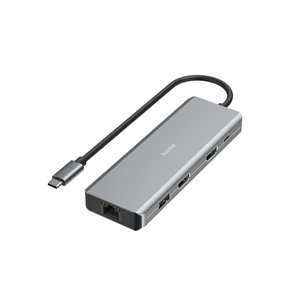 Šakotuvas Hama CONNECT2Media, USB-C Hub, 9 ports, 100 W, gray