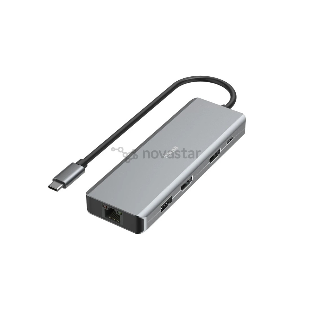 Hama CONNECT2Media, USB-C Hub, 9 lizdai, 100 W, pilkas - Nešiojamojo kompiuterio šakotuvas