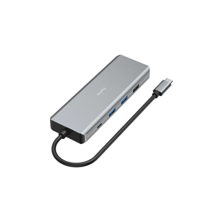 Šakotuvas Hama CONNECT2Media, USB-C Hub, 9 ports, 100 W, gray