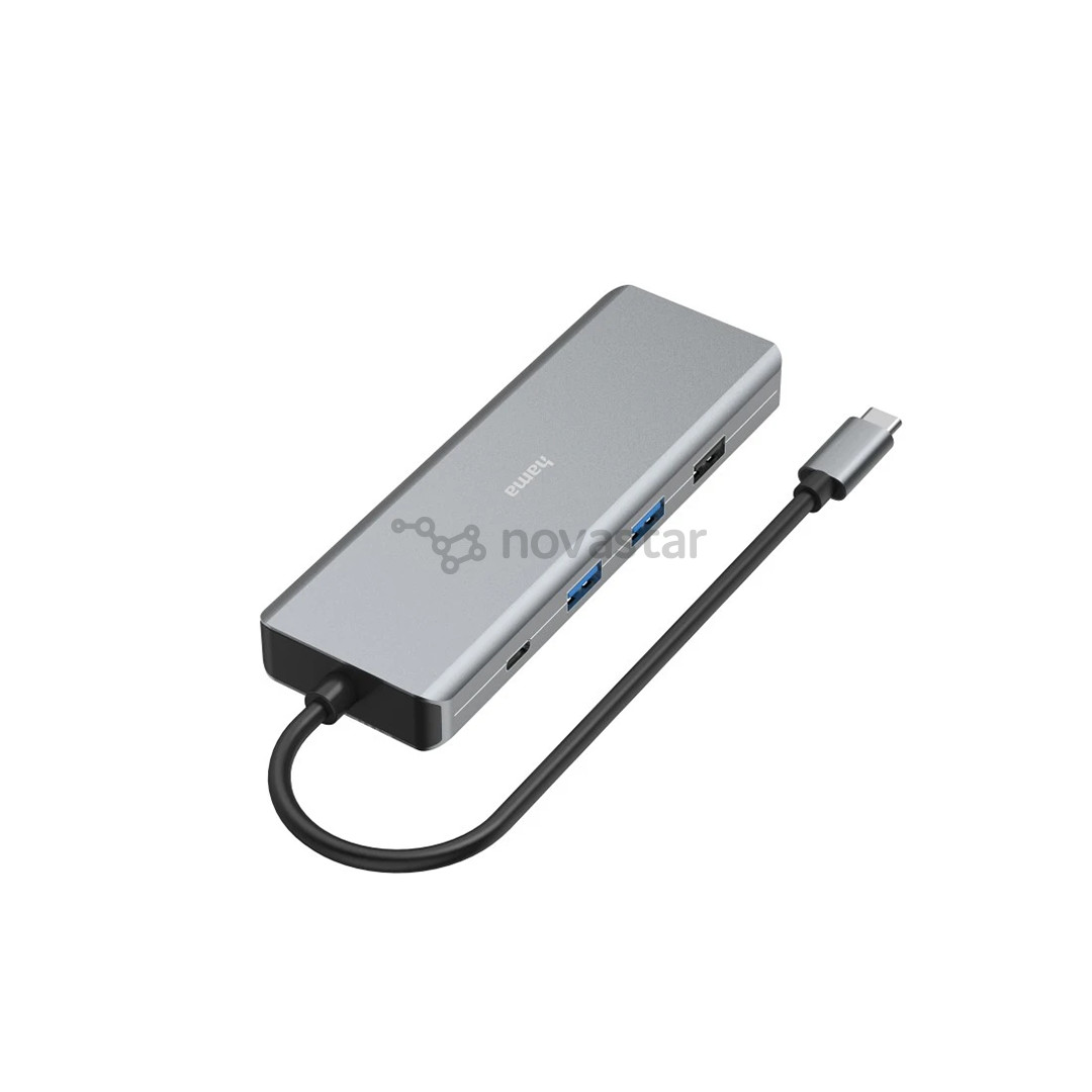 Hama CONNECT2Media, USB-C Hub, 9 lizdai, 100 W, pilkas - Nešiojamojo kompiuterio šakotuvas
