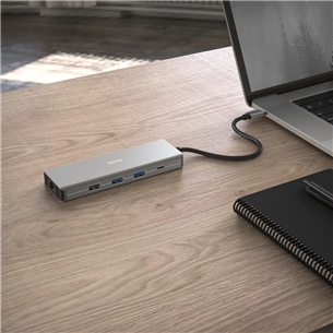 Šakotuvas Hama CONNECT2Media, USB-C Hub, 9 ports, 100 W, gray