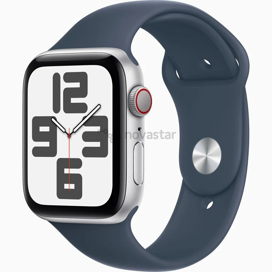 Apple Watch SE 2, GPS + Cellular, Sport Band, 44 mm, M/L, silver/blue - Smartwatch