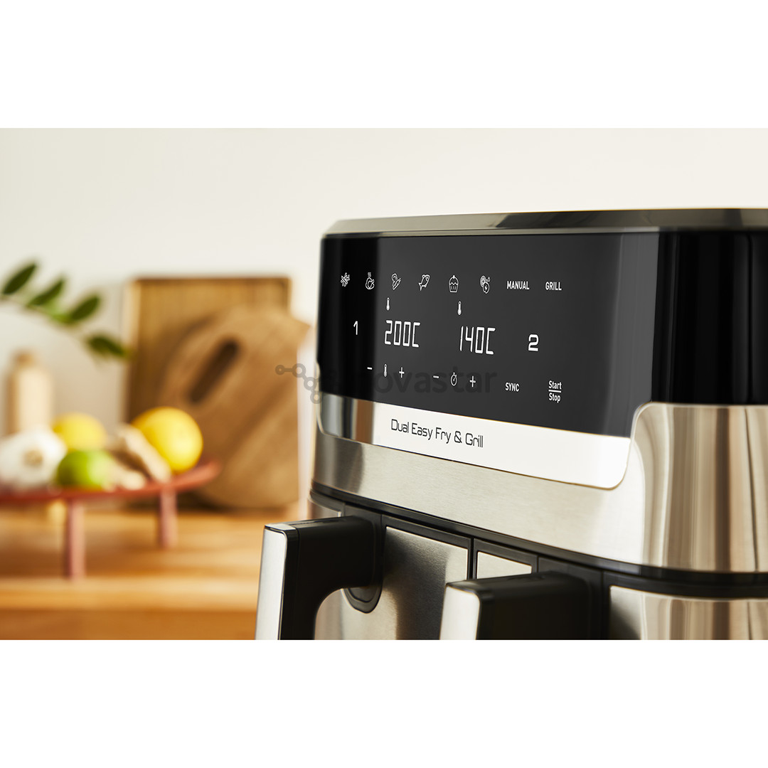 Tefal Dual Easy Fry & Grill Air Fryer, 8,3 л, нерж. сталь - Аэрогриль