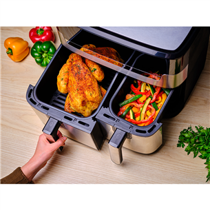 Karšto oro gruzdintuvė Tefal EY905D10 Dual Easy Fry & Grill, 8,3 l, nerūdijantis plienas