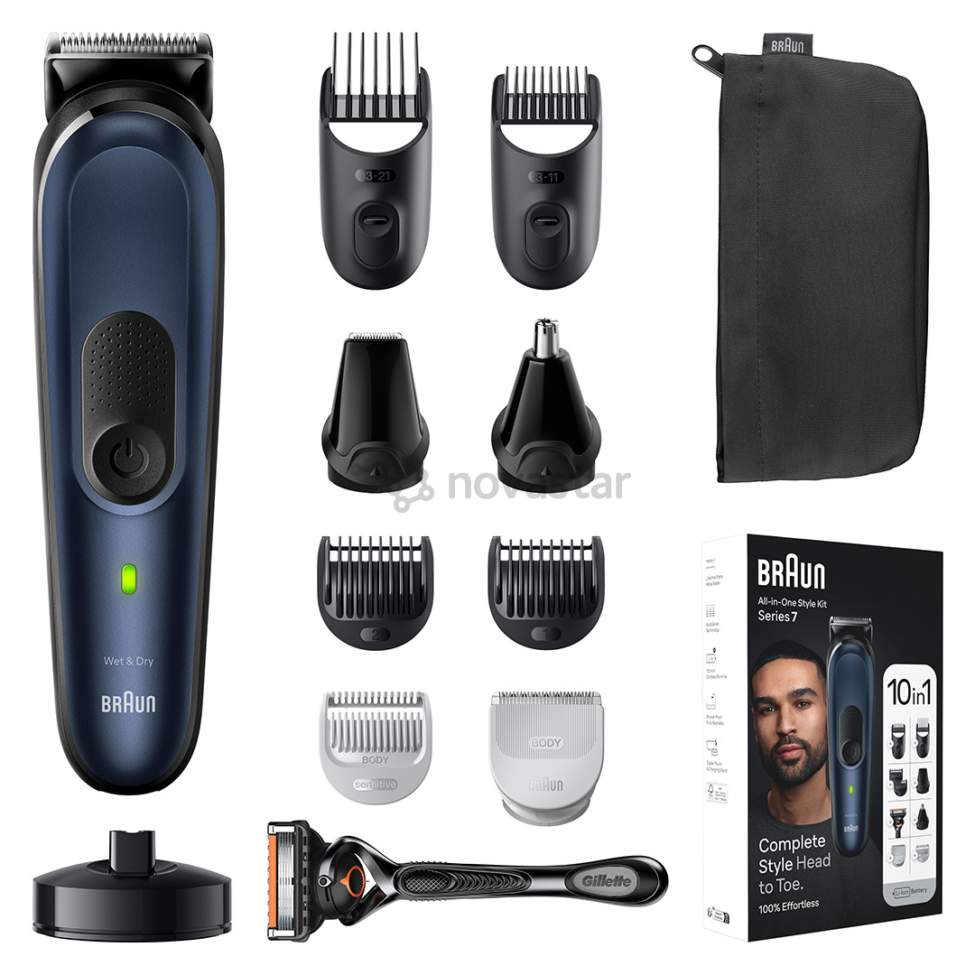 Braun Series 7, 10-in-one, Wet & Dry, mėlynas - Skustuvas