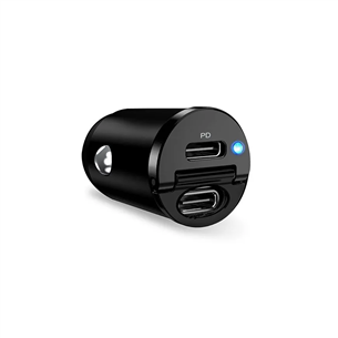 Automobilinis įkroviklis Puro Mini Car Charger, 2x USB-C, 30W, black