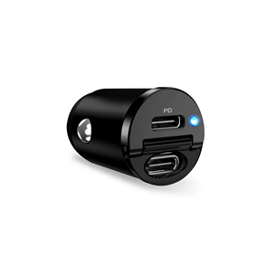 Puro Mini Car Charger, 2x USB-C, 30W, black - Car charger