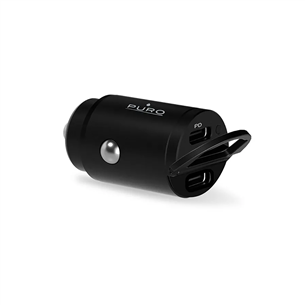 Automobilinis įkroviklis Puro Mini Car Charger, 2x USB-C, 30W, black