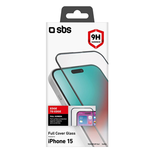 Ekrano apsauga SBS Full Cover Glass Screen Protector, iPhone 15, transparent