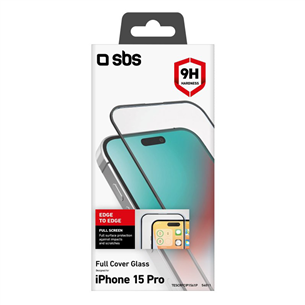 Ekrano apsauga SBS Full Cover Glass Screen Protector, iPhone 15 Pro, transparent