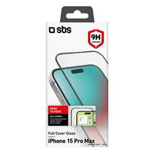 Ekrano apsauga SBS Full Cover Glass Screen Protector, iPhone 15 Pro Max, transparent