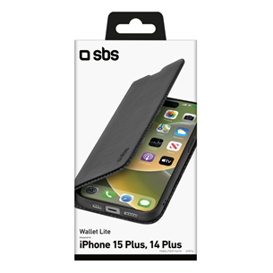 Dėklas SBS Book Wallet Lite Case, iPhone 15 Plus, black