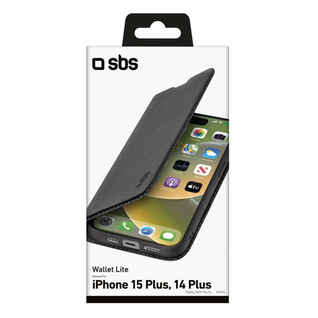 SBS Book Wallet Lite Case, iPhone 15 Plus, black - Wallet Cover