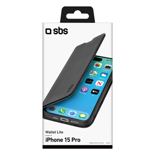 Dėklas SBS Book Wallet Lite Case, iPhone 15 Pro, black