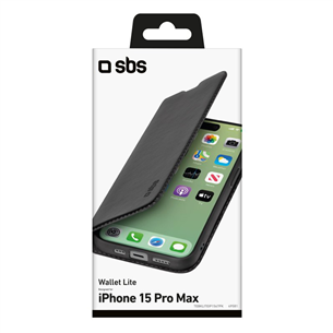 Dėklas SBS Book Wallet Lite Case, iPhone 15 Pro Max, black