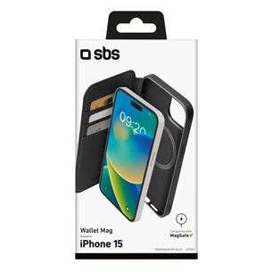 Dėklas SBS Wallet Mag Case, iPhone 15, black