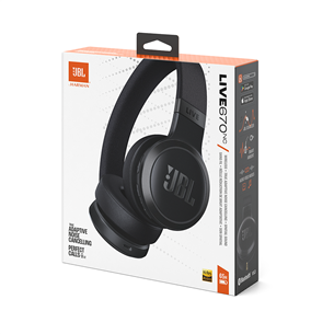 Belaidės ausinės JBL Live 670NC, adaptive noise-cancelling, black