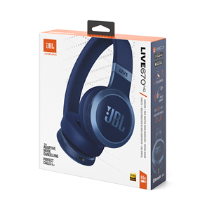 Belaidės ausinės JBL Live 670NC, adaptive noise-cancelling, blue