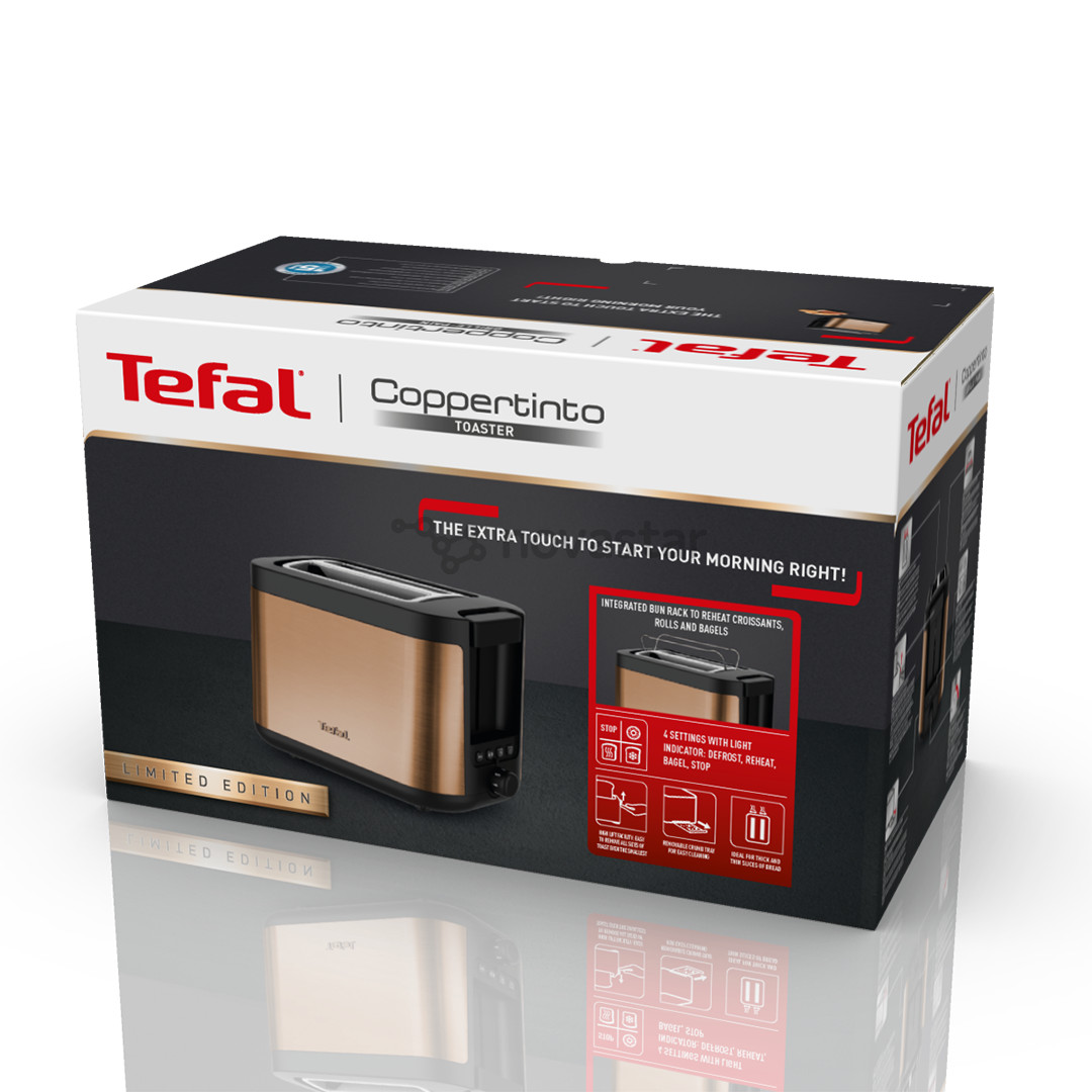 Toaster Tefal Coppertinto, 850 W, black/copper