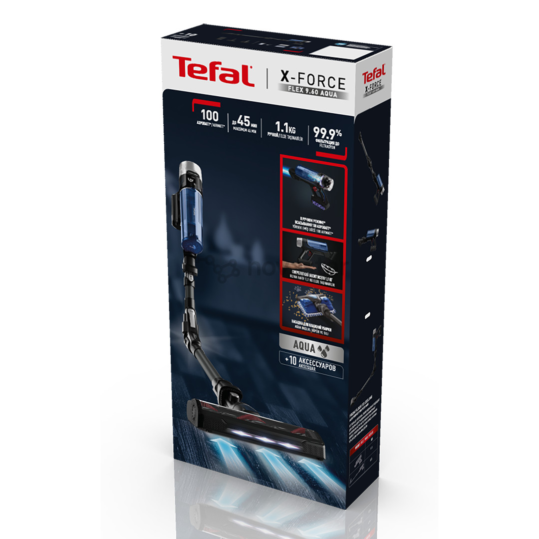 Tefal XForce Flex 9.60 Aqua, juodas - Belaidis dulkių siurblys