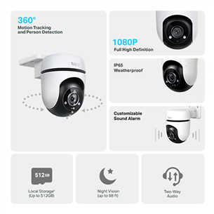 TP-Link Tapo C500, 1080p, 360°, WiFi, white/black - Lauko kamera