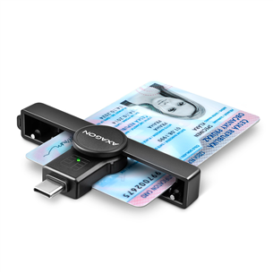 ID kortelių skaitytuvas AXAGON CRE-SMPC, USB-C, black CRE-SMPC
