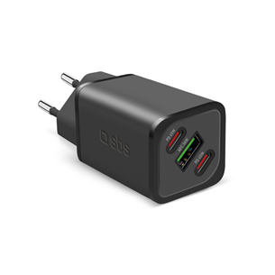 Adapteris SBS GaN charger with Power Delivery, 65 W, black TETRGANUSB2C65W