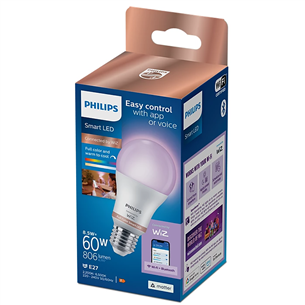 Išmanioji lemputė Philips WiZ LED Smart Bulb, 60 W, E27, RGB