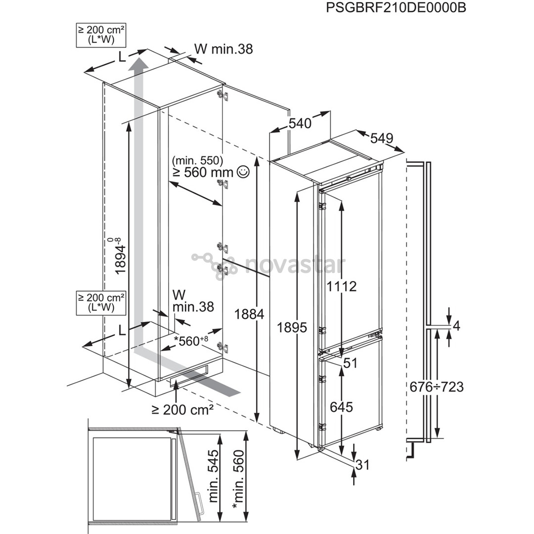 Electrolux 800 Series, NoFrost, 269 л, высота 189 см - Интегрируемый холодильник