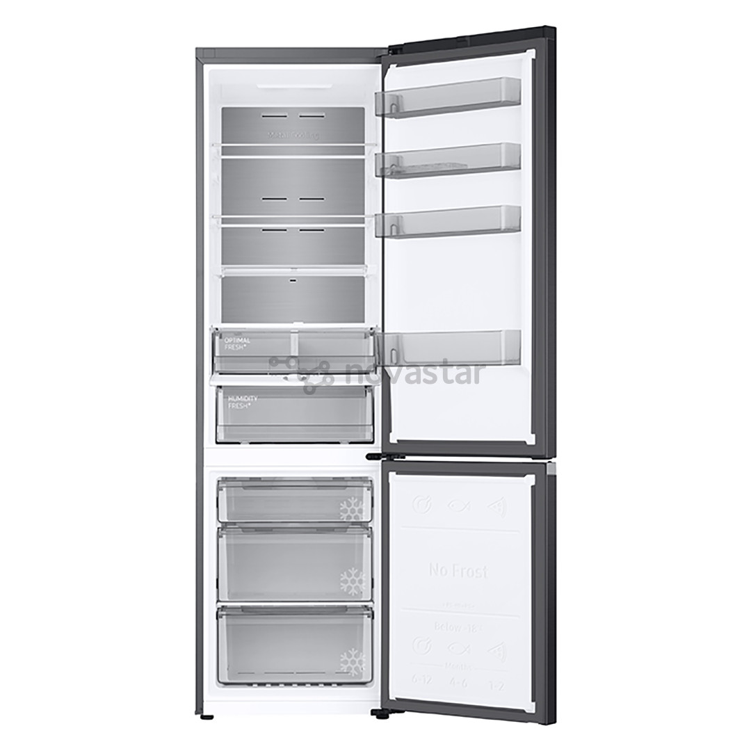 Samsung, NoFrost, 390 L, 203 cm, matinis juodas - Šaldytuvas