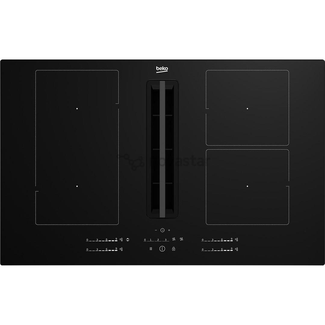 Beko, width 80 cm, black - Built-in induction hob with cooker hood