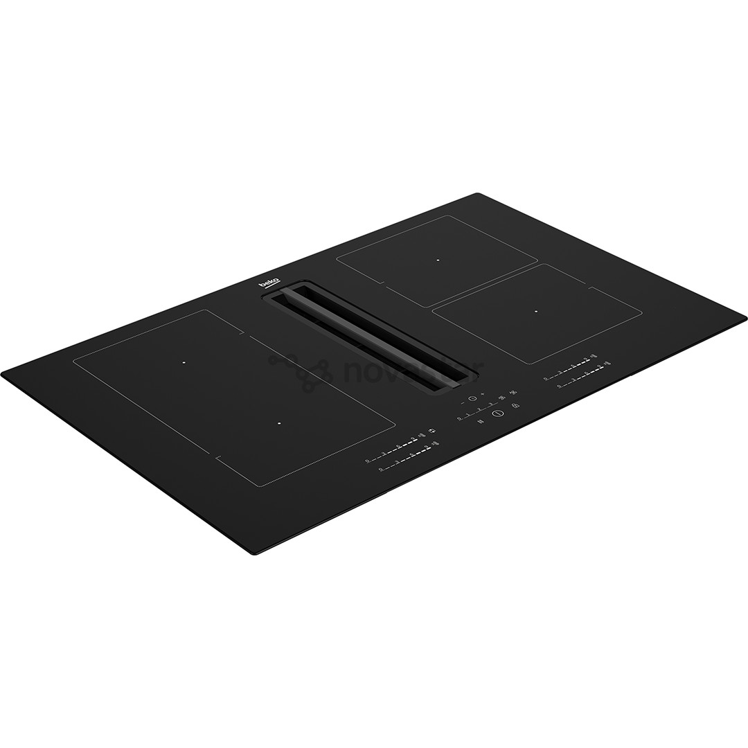 Beko, width 80 cm, black - Built-in induction hob with cooker hood