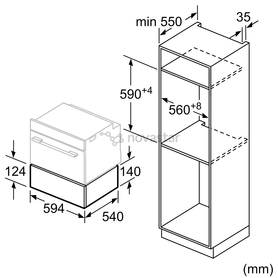 Įmontuojamas šildomasis stalčius Bosch BIC510NS0