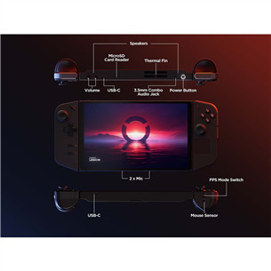 Lenovo Legion Go, 8.8" WQXGA, touch, 144 Hz, Ryzen Z1 Extreme, 16 GB, 512 GB - Žaidimų konsolė