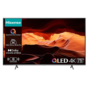 Hisense E7PRO, 75'', Ultra HD, LED LCD, черный - Телевизор