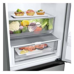 LG, NoFrost, 344 л, высота 186 см, серебристый - Холодильник