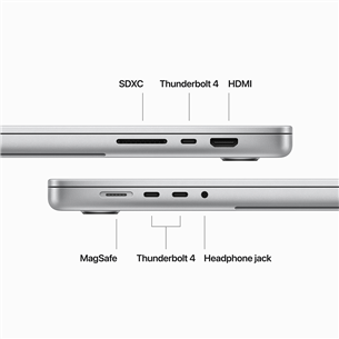 Apple MacBook Pro 16 (2023), M3 Pro 12C/18C, 18 GB, 512 GB, RUS, silver - Nešiojamas kompiuteris