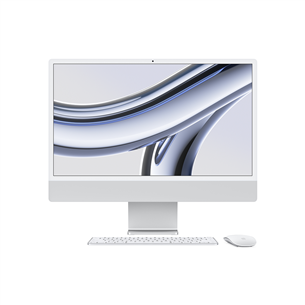 Apple iMac 24" (2023), M3 8C/8C, 8 GB, 256 GB, SWE, sidabrinis - stacionarus kompiuteris MQR93KS/A
