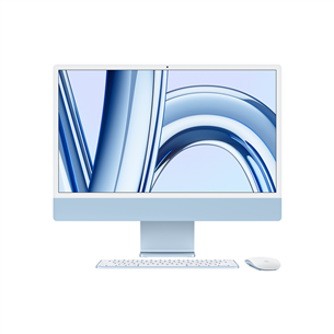 Apple iMac 24" (2023), M3 8C/8C, 8 GB, 256 GB, RUS, mėlynas - Stacionarus kompiuteris MQRC3RU/A