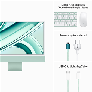 Apple iMac 24" (2023), M3 8C/10C, 8 GB, 256 GB, Touch ID, RUS, green - All-in-one PC