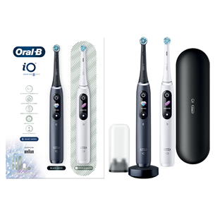 Braun Oral-B iO 8 Duo, 2 vnt., juodas/baltas - Elektrinių dantų šepetukų komplektas