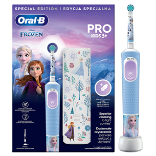 Braun Oral-B Vitality PRO Kids, Frozen - Elektrinis dantų šepetėlis + nešiojimo dėklas