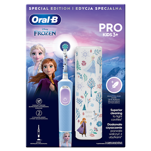 Braun Oral-B Vitality PRO Kids, Frozen - Elektrinis dantų šepetėlis + nešiojimo dėklas