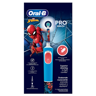 Braun Oral-B Vitality PRO Kids, Spiderman - Elektrinis dantų šepetėlis + nešiojimo dėklas