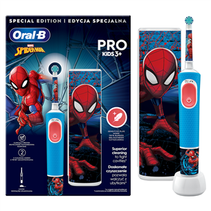 Braun Oral-B Vitality PRO Kids, Spiderman - Elektrinis dantų šepetėlis + nešiojimo dėklas D103SPIDERMAN.TC