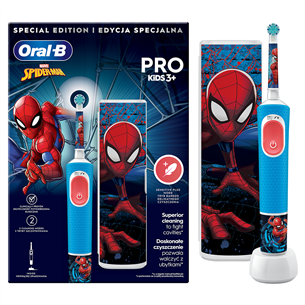 Braun Oral-B Vitality PRO Kids, Spiderman - Elektrinis dantų šepetėlis + nešiojimo dėklas