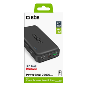 SBS Multi-port, 20 W, 20 000 mAh, juoda - Išorinė baterija