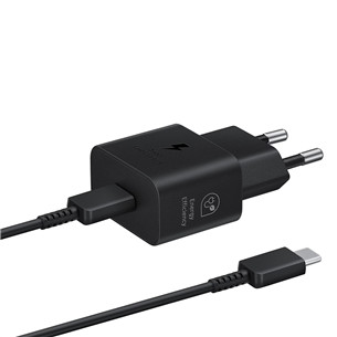 Samsung, USB-C, 25 W, juodas - Maitinimo adapteris ir USB-C laidas EP-T2510XBEGEU